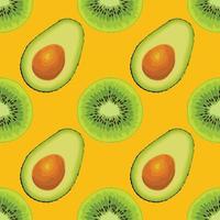 avocado and kiwi hand draw vegetable seamless vector
