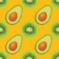 aguacate y kiwi dibujan a mano vegetales sin costuras vector