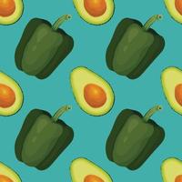 avocado and green pepper hand draw vegetable seamless pattern design vector