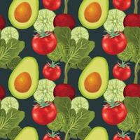 hand draw fresh and healthy vegetable seamless pattern vector