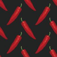 red chili hand draw vegetable seamless pattern design vector