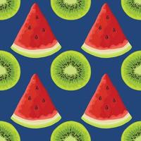 watermelon and kiwi hand draw fruits and vegetables seamless pattern vector