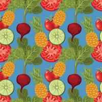 hand draw vegetable seamless pattern beautiful design vector