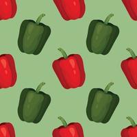 red pepper and green pepper hand draw vegetable pattern design vector