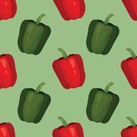 red pepper and green pepper hand draw vegetable pattern design vector