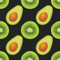 avocado and kiwi hand draw vegetable seamless pattern vector