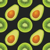 aguacate y kiwi dibujar a mano vegetales de patrones sin fisuras vector