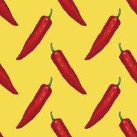 red chili hand draw vegetable seamless vector