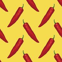 chile rojo dibujar a mano vegetales sin costuras vector