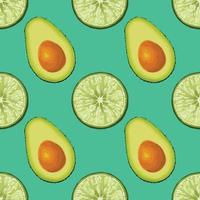 avocado and lemon hand draw vegetable seamless pattern vector
