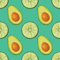 avocado and lemon hand draw vegetable seamless pattern vector