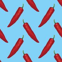 red chili hand draw vegetable seamless pattern vector
