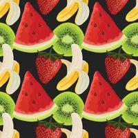 mixed fruits hand draw fruit and vegetable pattern design vector