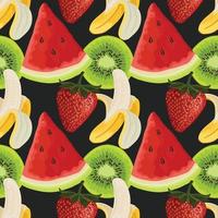 mixed fruits hand draw fruit and vegetable pattern design vector