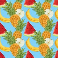 mixed fruits hand draw fruit and vegetable seamless pattern vector