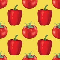 red pepper and tomato seamless art hand draw vector