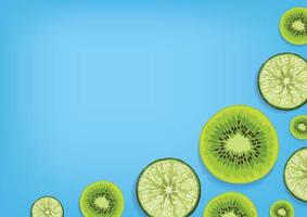 vector de fondo de frutas y verduras frescas de kiwi y limón