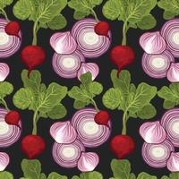 hand draw colorful vegetable seamless pattern design vector