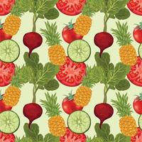 hand draw cute vegetable seamless pattern design vector