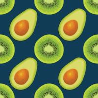 avocado and kiwi hand draw vegetable seamless pattern design vector