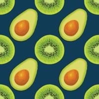 aguacate y kiwi dibujar a mano vegetales diseño de patrones sin fisuras vector