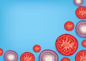 fresh fruit and vegetable background vector on blue background