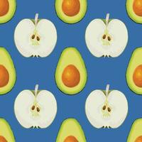 avocado and apple hand draw vegetable seamless pattern vector