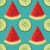 watermelon and lemon hand draw fruits and vegetables pattern design vector