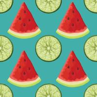 watermelon and lemon hand draw fruits and vegetables pattern design vector