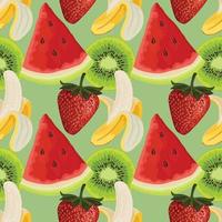 mixed fruits hand draw fruit and vegetable seamless pattern design vector
