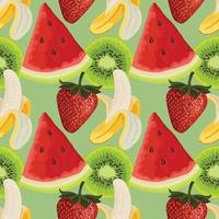 mixed fruits hand draw fruit and vegetable seamless pattern design vector