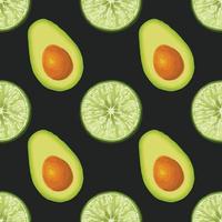 avocado and lemon hand draw vegetable pattern design vector