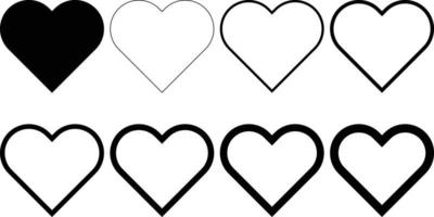 icono de amor conjunto de corazones. diseño de corazones. diseño de signos románticos. conjunto de iconos de corazón vector