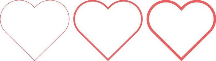 conjunto de formas de corazón rojo. forma de vector de san valentín del día del amor