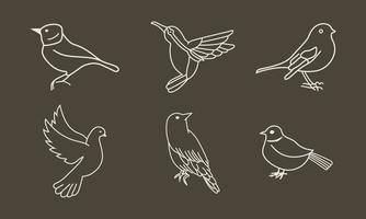 Set of Bird logo in a minimal linear style. Creative abstract bird logo collection vector