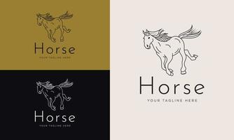 Horse logo icon linear style. Vector logo design templates