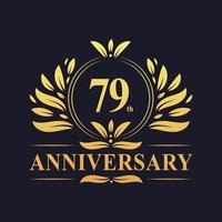 Diseño del 79 aniversario, lujoso logotipo del aniversario de 79 años en color dorado vector