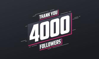 Thank you 4000 followers, Greeting card template for social networks. vector