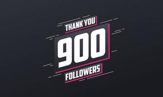 gracias 900 seguidores, plantilla de tarjeta de felicitación para redes sociales. vector