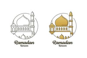 Ramadan kareem vector design illustration monoline or line art style