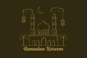 Ramadan kareem vector design illustration monoline or line art style