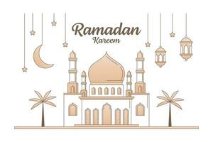 ramadan kareem vector diseño ilustración monoline o estilo de arte de línea