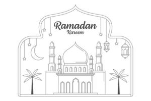 Ramadan kareem vector design illustration monoline or line art style