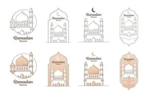 Ramadan kareem vector illustration monoline or line art style design collection