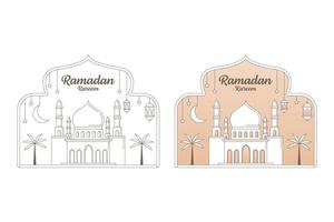 ramadan kareem vector diseño ilustración monoline o estilo de arte de línea