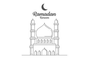 ramadan kareem vector diseño ilustración monoline o estilo de arte de línea