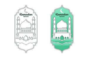 ramadan kareem vector diseño ilustración monoline o estilo de arte de línea