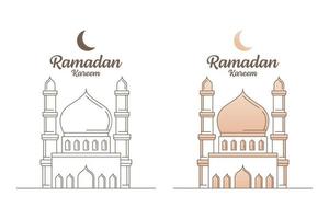 ramadan kareem vector diseño ilustración monoline o estilo de arte de línea