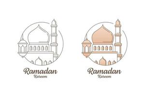 Ramadan kareem vector design illustration monoline or line art style