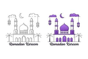 Ramadan kareem vector design illustration monoline or line art style